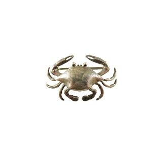 Vintage Sterling Silver Crab Brooch, 1 1/4", Signed CSW & Co, Unusual